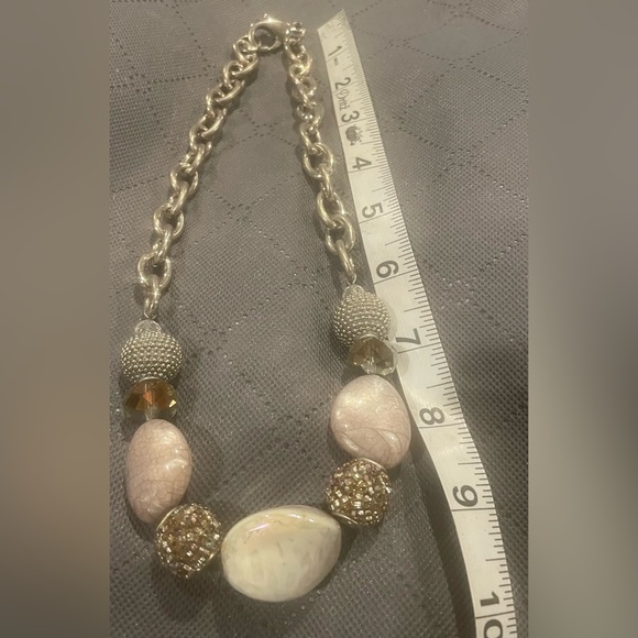 Silver and Grey Stone and Bead Necklace - Picture 2 of 2